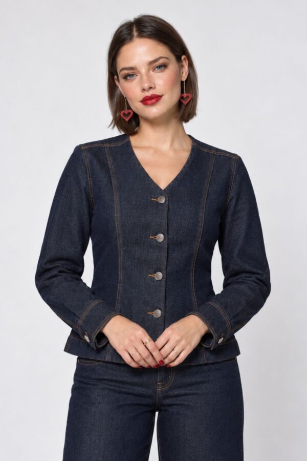 Hally Jeansblus – Dark Blue Unwashed Denim