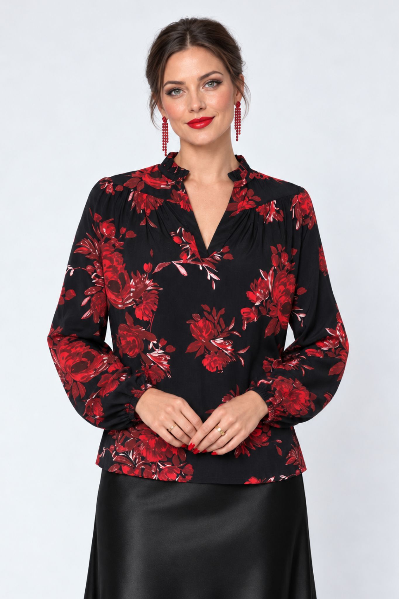 Hope Blus - Black/Red Flower