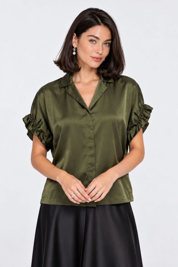 Letta SS Skjortblus – Forest Night