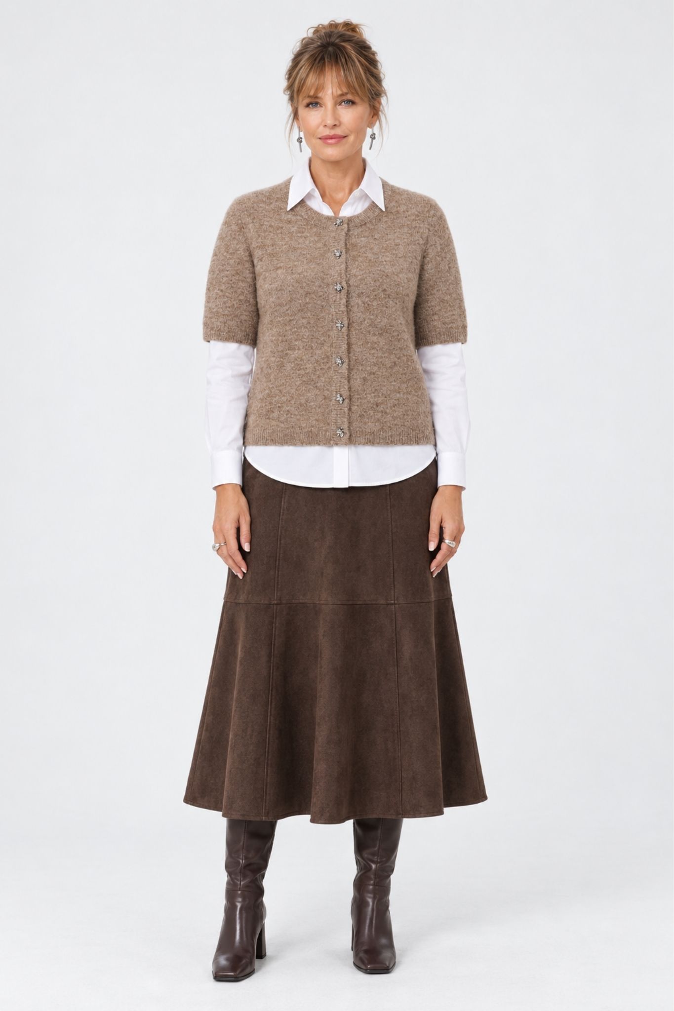 Martine SS Cardigan - Desert Taupe Melange - Bild 2