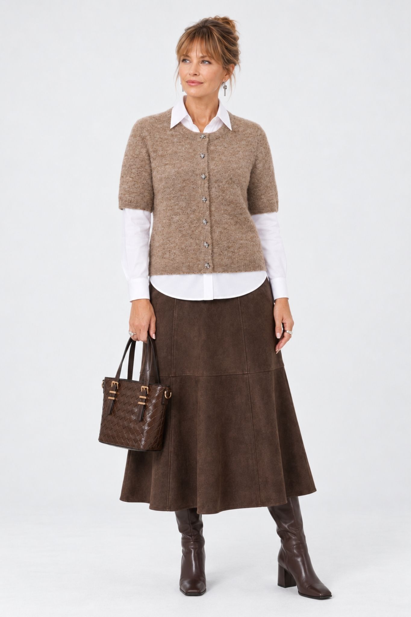 Martine SS Cardigan - Desert Taupe Melange - Bild 5